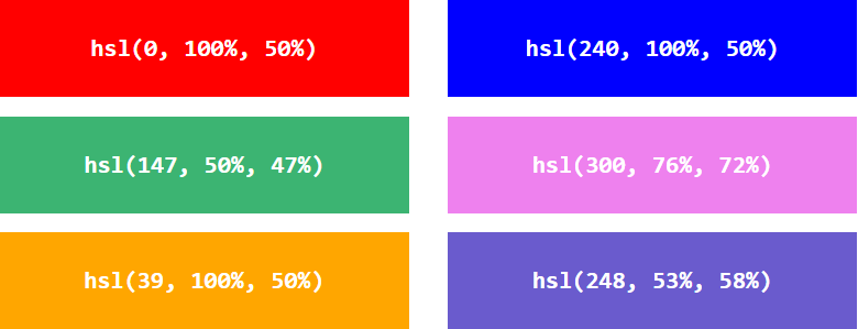 hsl color values