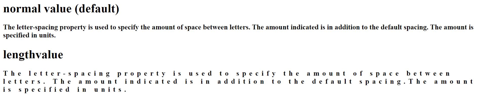 CSS letter spacing